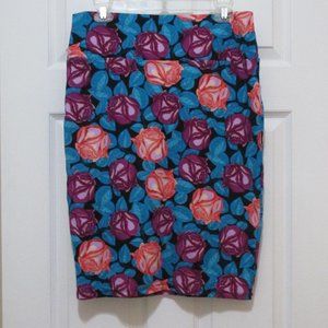 Lularoe Cassie Pencil Skirt Floral Roses sz L